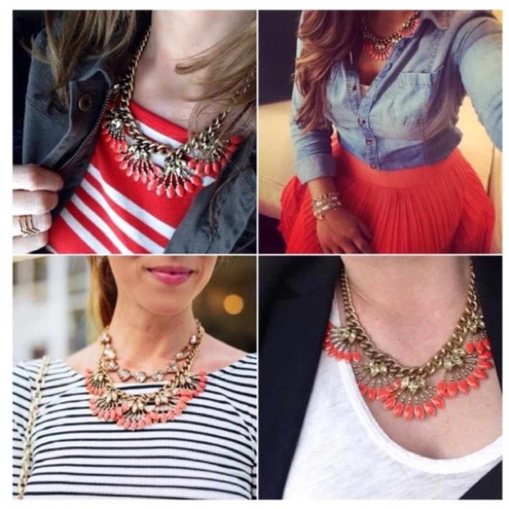 Stella & Dot | Vintage Gold + Coral Cay Retired Statement Necklace - Picture 10 of 12